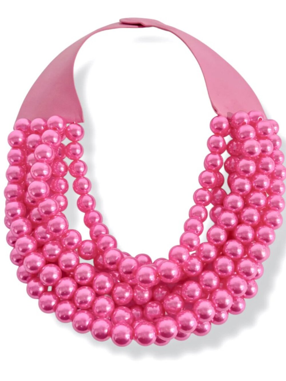NEW 5 Row SHIMMER Beaded Magnetic Collar Bib Statement Pink Fuchsia Necklace - Picture 2 of 6